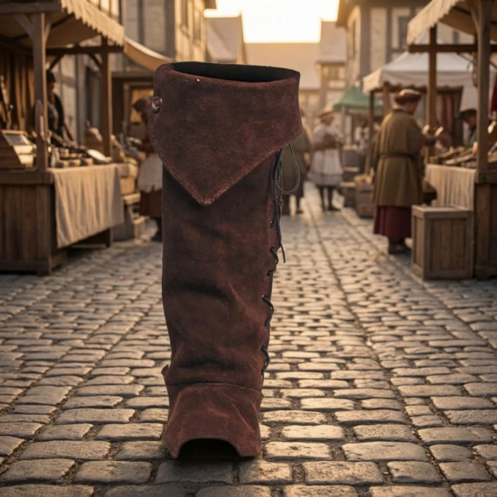 Fotografia 5: Coberturas de Bota de Camurça com Fivelas, Polainas Altas Medievais Ajustáveis, Confortáveis para Larpers e Cosplay