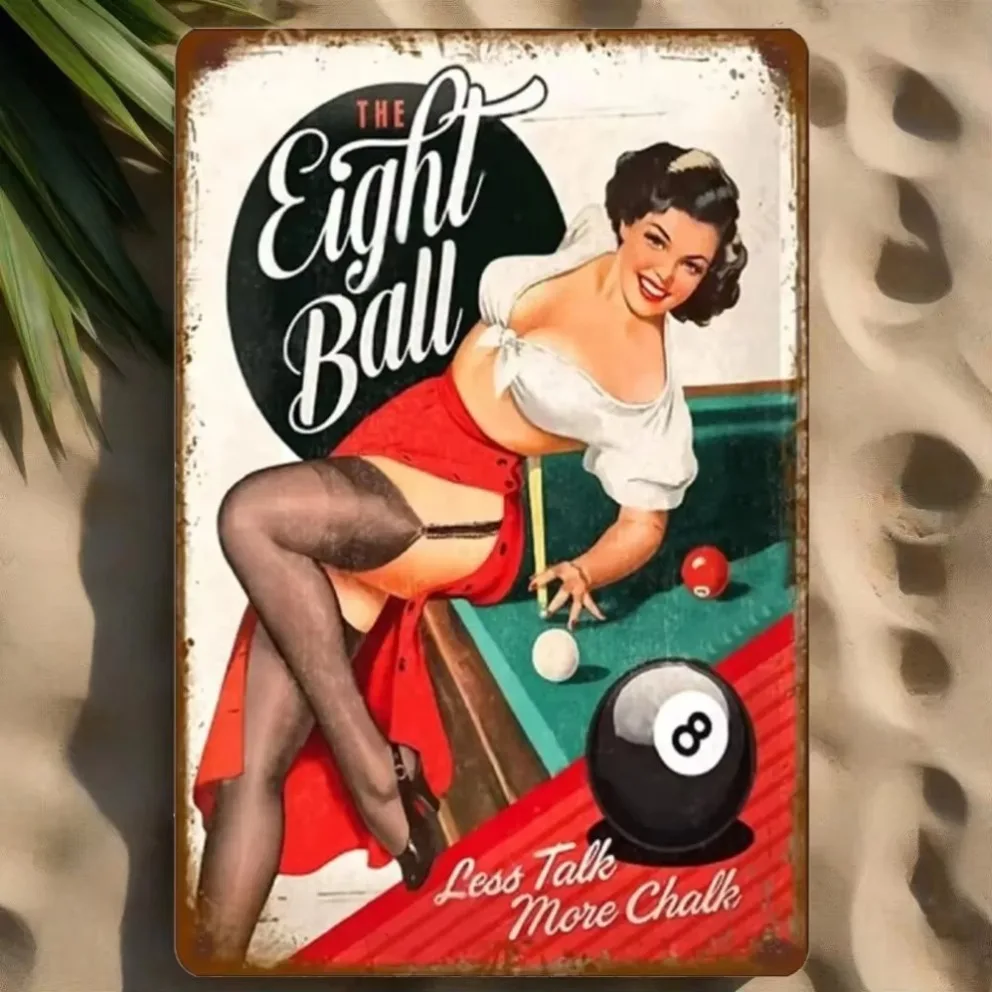 1 قطعة ملصق البلياردو خمر |   لوحة فنية جدارية معدنية ذات طابع لعبة ريترو للبار أو الحانة أو كهف الرجل |   ديكور عشاق البلياردو الكلاسيكي