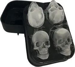 3D Skull Silicone Jello Ice Mold Flexible Cube Maker Tray For Halloween And Christmas Party. Best For Whiskey And Cocktails