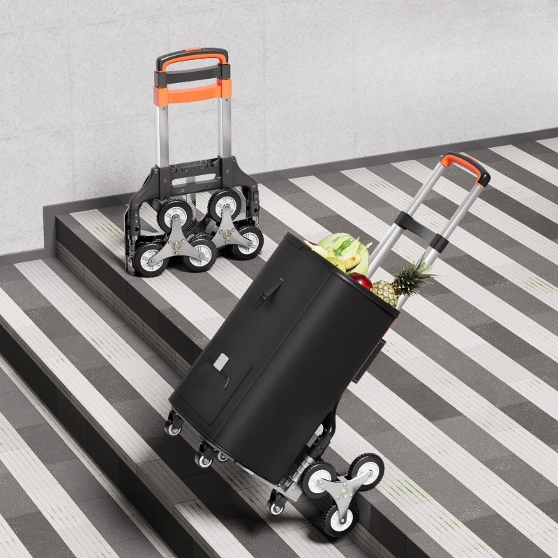 2026 New Aluminum Stair Climbing Hand Truck, Heavy Duty Folding Shopping Cart, Silent Load Moving Dolly,Portable Grocery Trolley