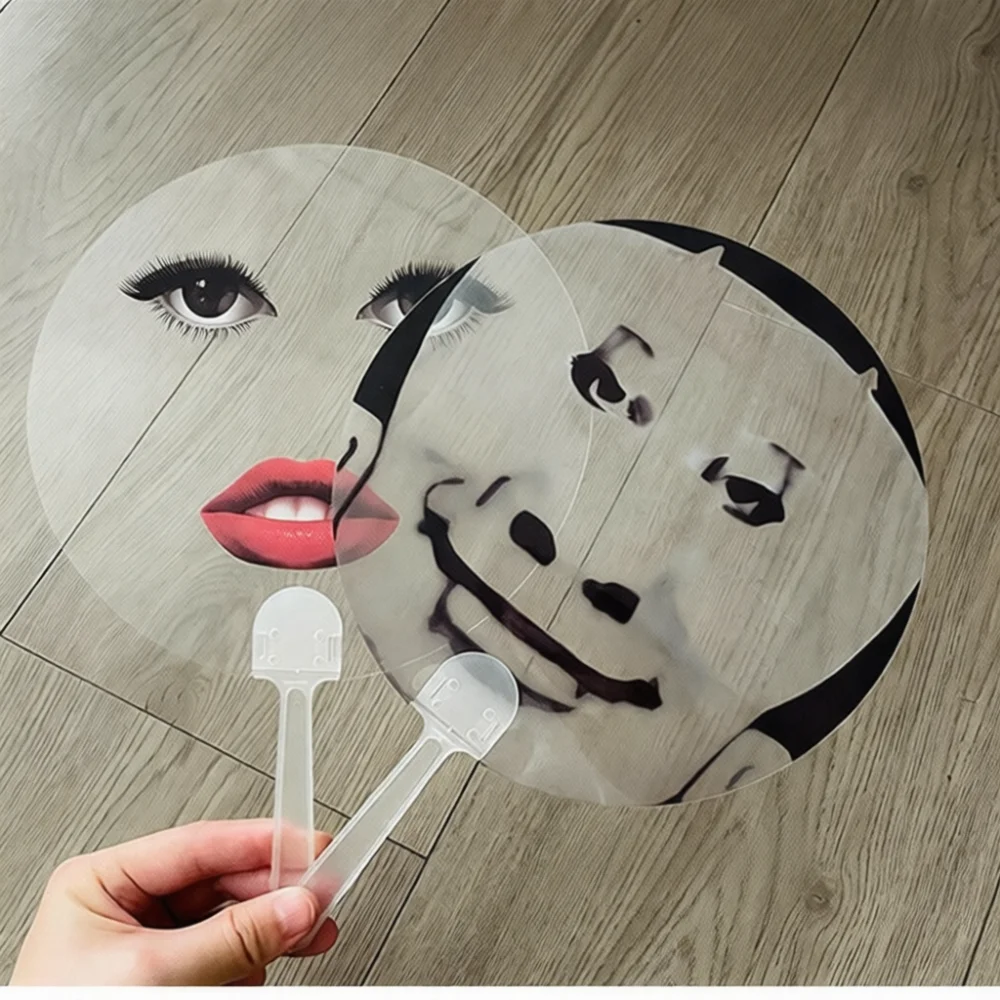 Cooling Folding Fan Abstract Red Lips Pattern Handheld Prop For Music Festival Concert Party Photography Decorative Tool