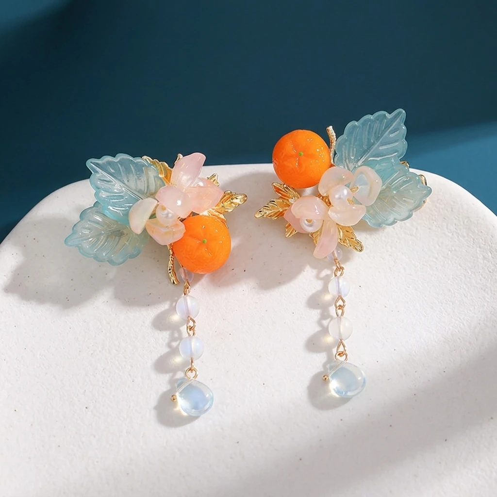 

Anti-Slip Hair Clip Elegant for Hanfu Photography Traditional Chinese Floral Resin Headwear Retro Accessory Durable