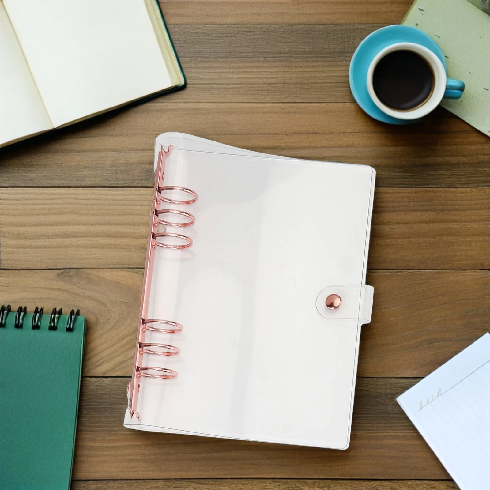 Loose-Leaf Handbook Transparent Portable PVC Notebook Cover Protective Notepad Cover for Student Supplies Travel