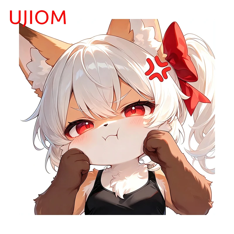 UJIOM Kawaii Furry Fox Wall Sticker Interesting Angry Waterproof Vinly Sofa Wall Decal Suitable For DIY Decoration Chambre