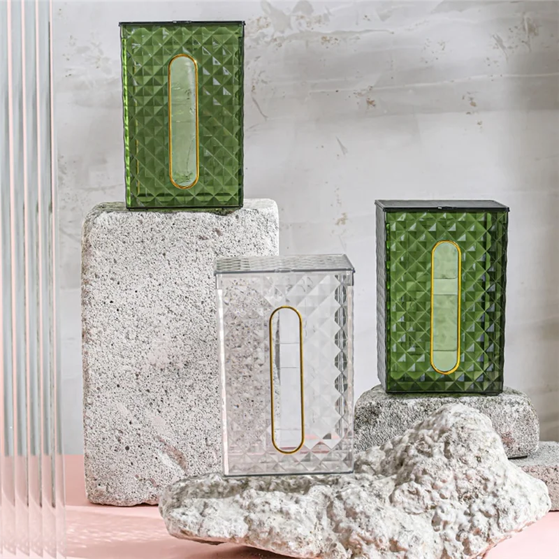 A21I-Household Tissue Box Transparent Desktop Tissue Box Pumping Paper Storage Box Living Room Dining Roo
