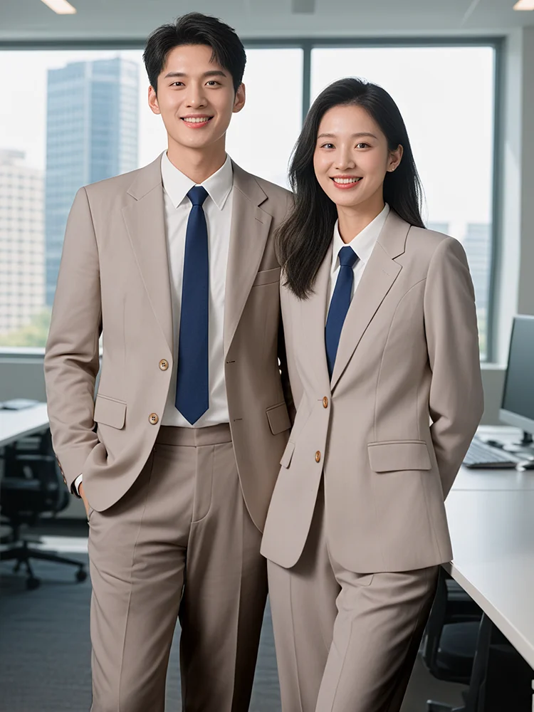 

Nude Color Business Suit Set Women's Lightweight Formal Interview Workwear Slim Fit Men's Government Professional