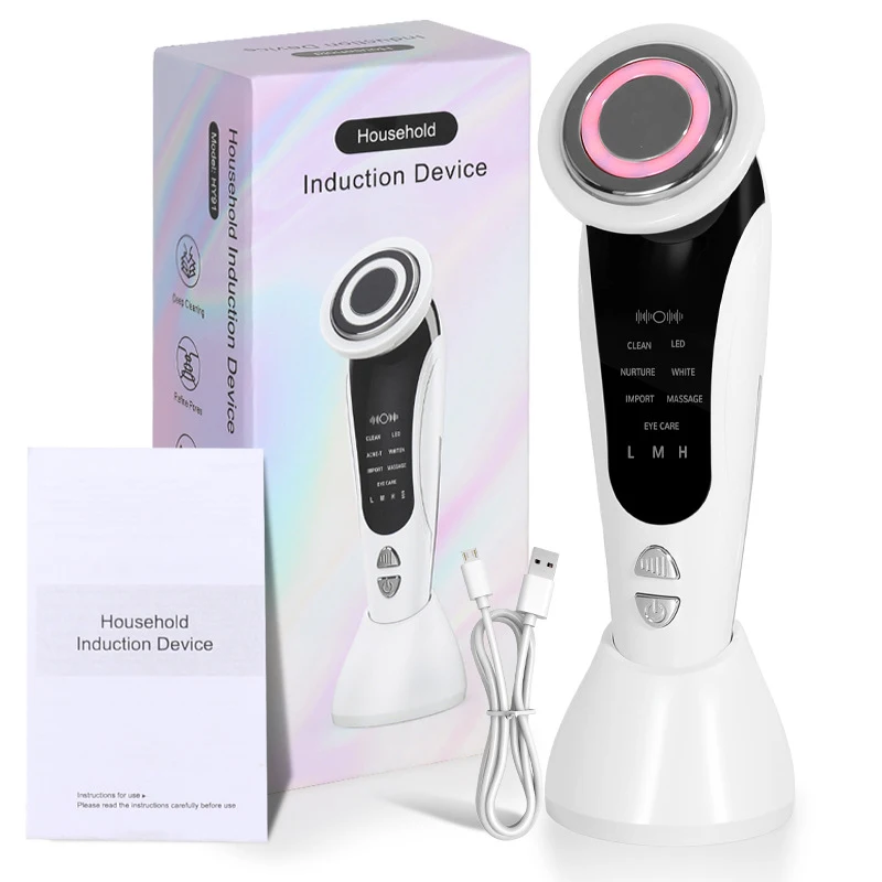 7 in 1 Facial Massager EMS Face Lifting Device with Vibration Hot Compress Skin Rejuvenation Face Firming Deep Cleansing Beauty