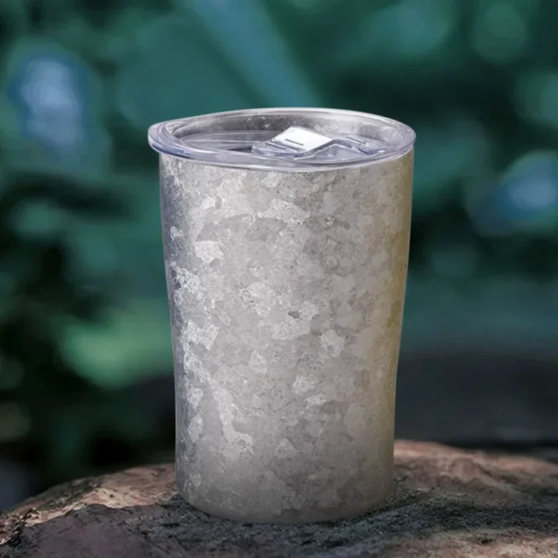 300ml Pure Titanium Beer Mug/Coffee Mug With Lid,Double-layer,Heat Insulation And Anti-scalding,Crystalline,Portable Water Cup