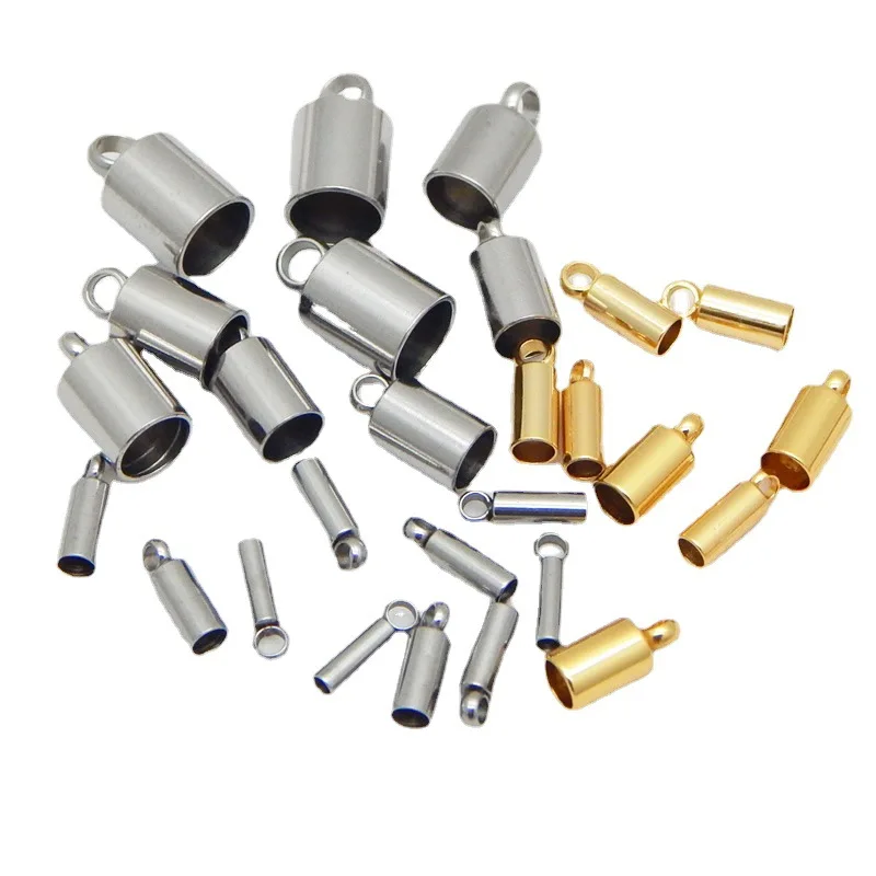 10pcs Stainless Steel 2/2.5/3/4/5/6/8mm End Caps Crimp Beads Covers Connectors for DIY Jewelry Making Findings Components B