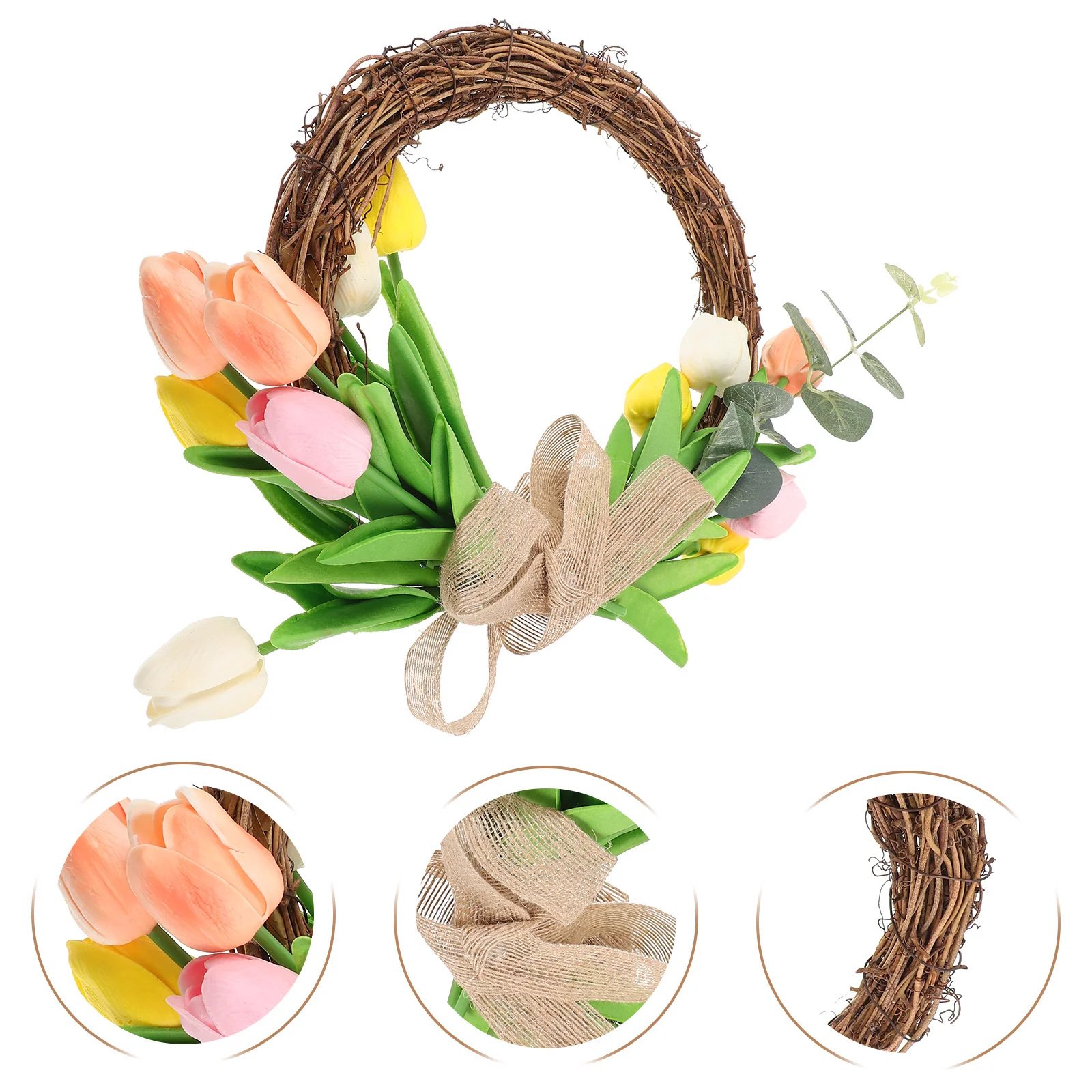 

Rustic Flower Wreath Fake Rattan Door Hanging Decor Easter Front Door Garland Party Wall Decoration Flower Wreath