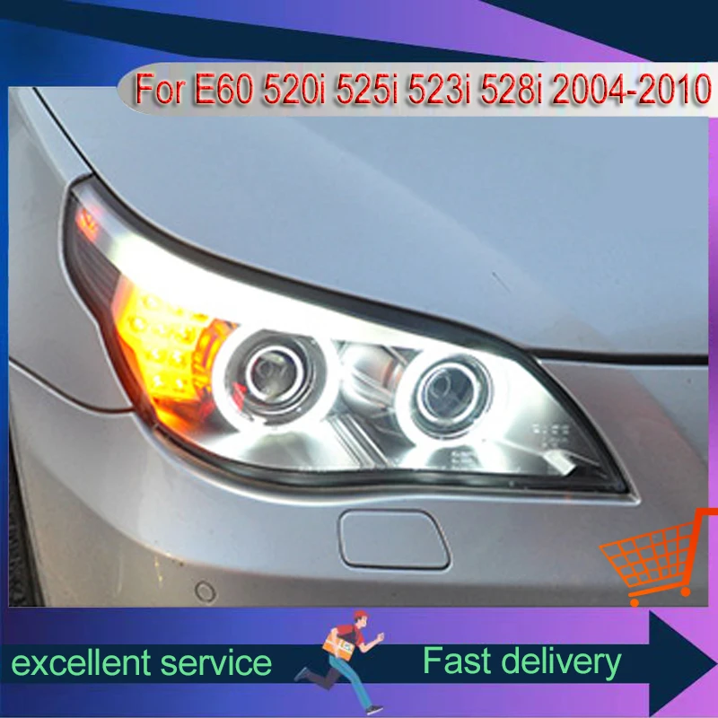 

Automobile Headlights For 2004-2010 BMW 5 Series E60 Front Lamps Assembly 520i 525i 523i 528i Angel Eye Project Lens Xenon Light