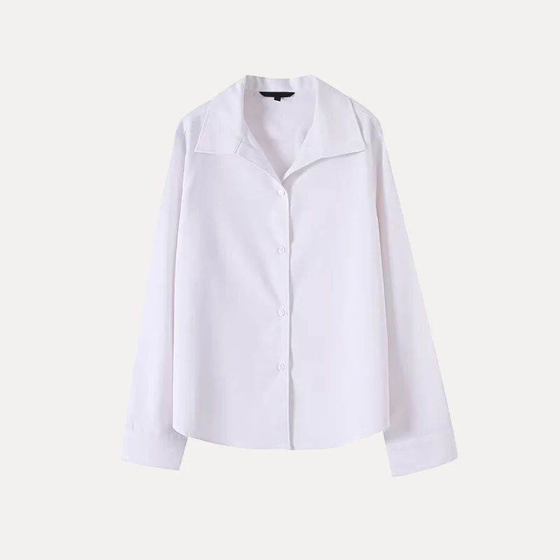 

Spring 2025 Women's Premium Flax Long Sve irt Classic Preppy Sle Loose Fit Regular Length Pure Color Polyester Fiber