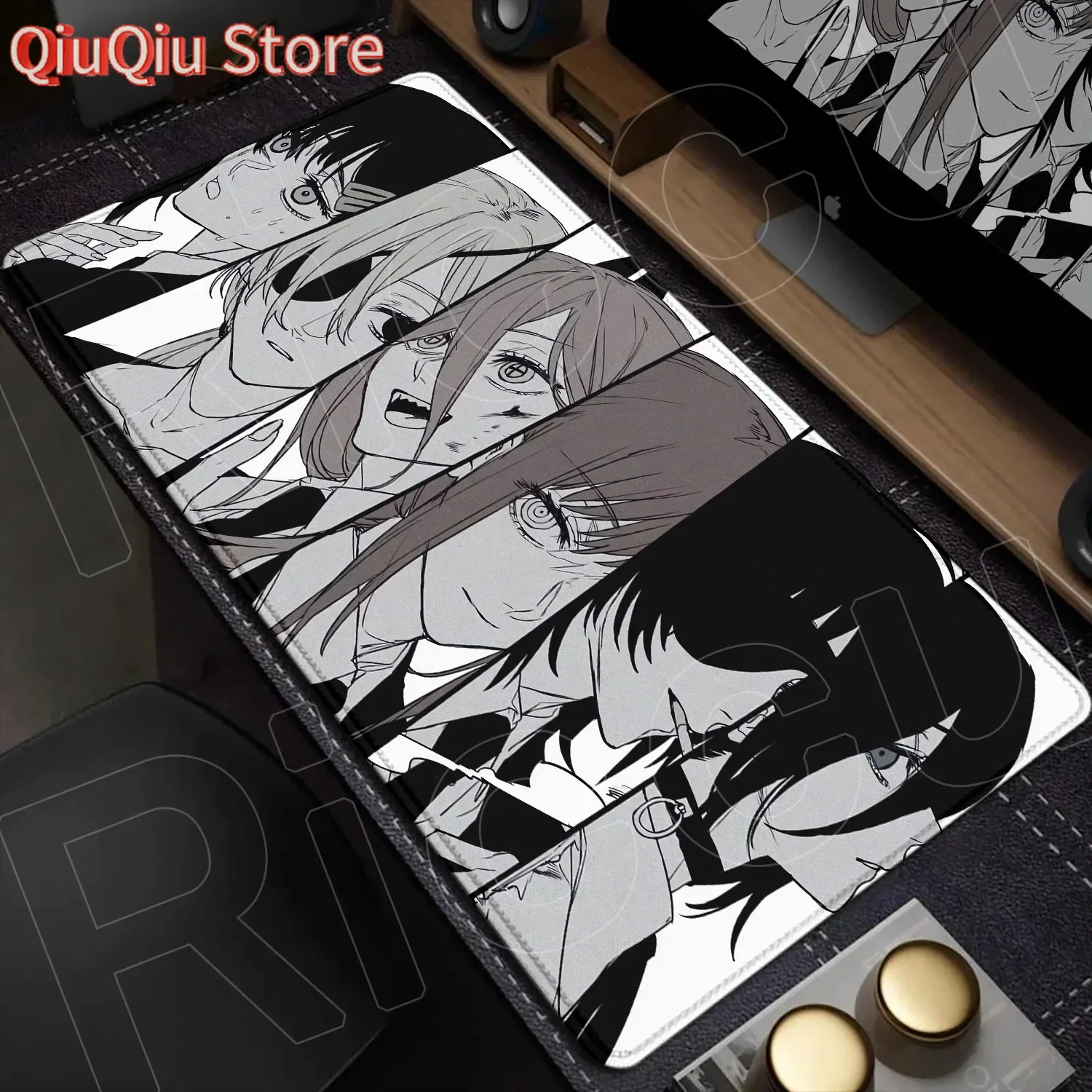 Alfombrilla de ratón grande para hombre, motosierra de Anime de 90x40cm, XXL, para ordenador portátil, teclado antideslizante, accesorios para juegos de oficina, alfombrilla de mesa Kawaii Makima