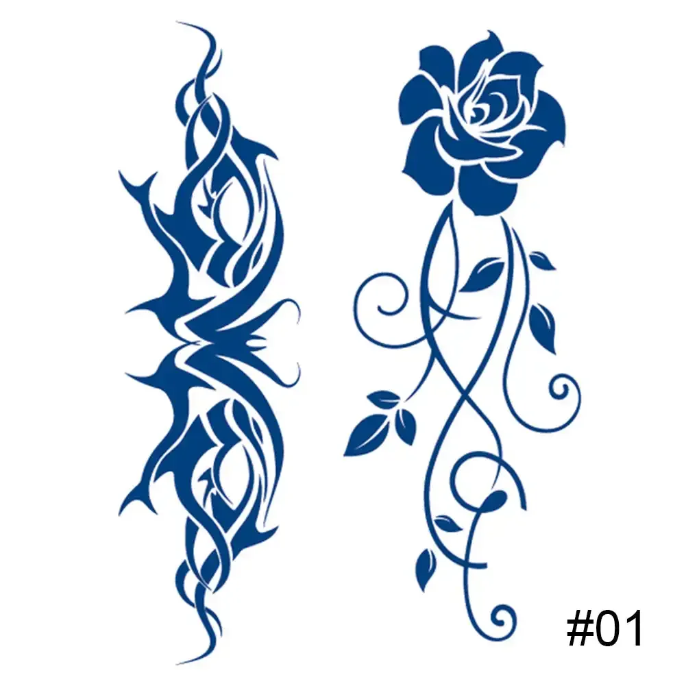 Juice Tatoo Sexy Waterproof Temporary Tattoo Sticker Flower Rose Flash Tattoos Sticker Fake Tattoos for Men Women