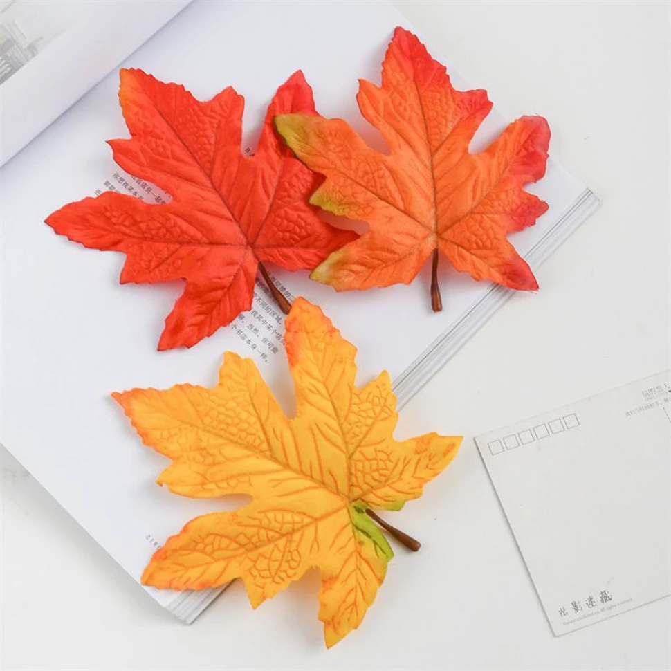 

High Quality Silks Maple Leaf Halloween Christmas party Decoration Autumn Home vase table Wedding Scrapbooking Artificial Plants