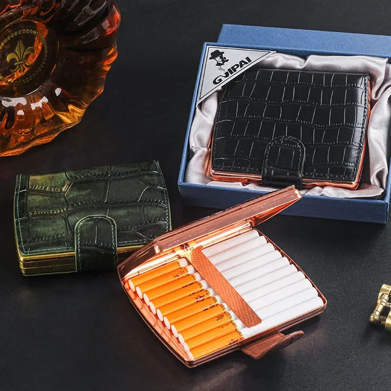 Leather Flip Up Cigarette Box Portable Moisture-Proof Pressure-Resistant 10-Cigarette Holder Clip