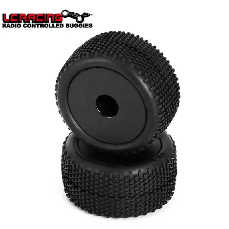 Original LC RACING For L6249 Block Pin Truggy Tires Mounted Black 12mm 2pcs For RC LC For EMB-TG