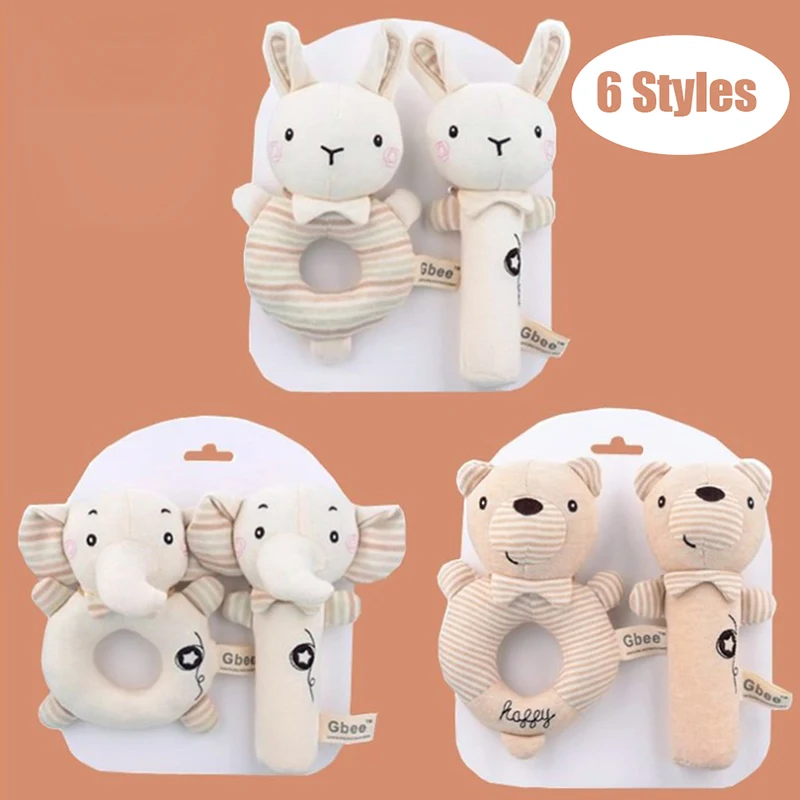 Baby Rattles Soft Cartoon Cute Plush Animal Toys Child Educational Handbells