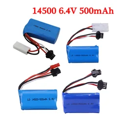 Batteria agli ioni di litio per Wltoys 18401/18402 veicolo fuoristrada telecomandato 6.4V 14500 500mah batteria per RC toys Car Boat