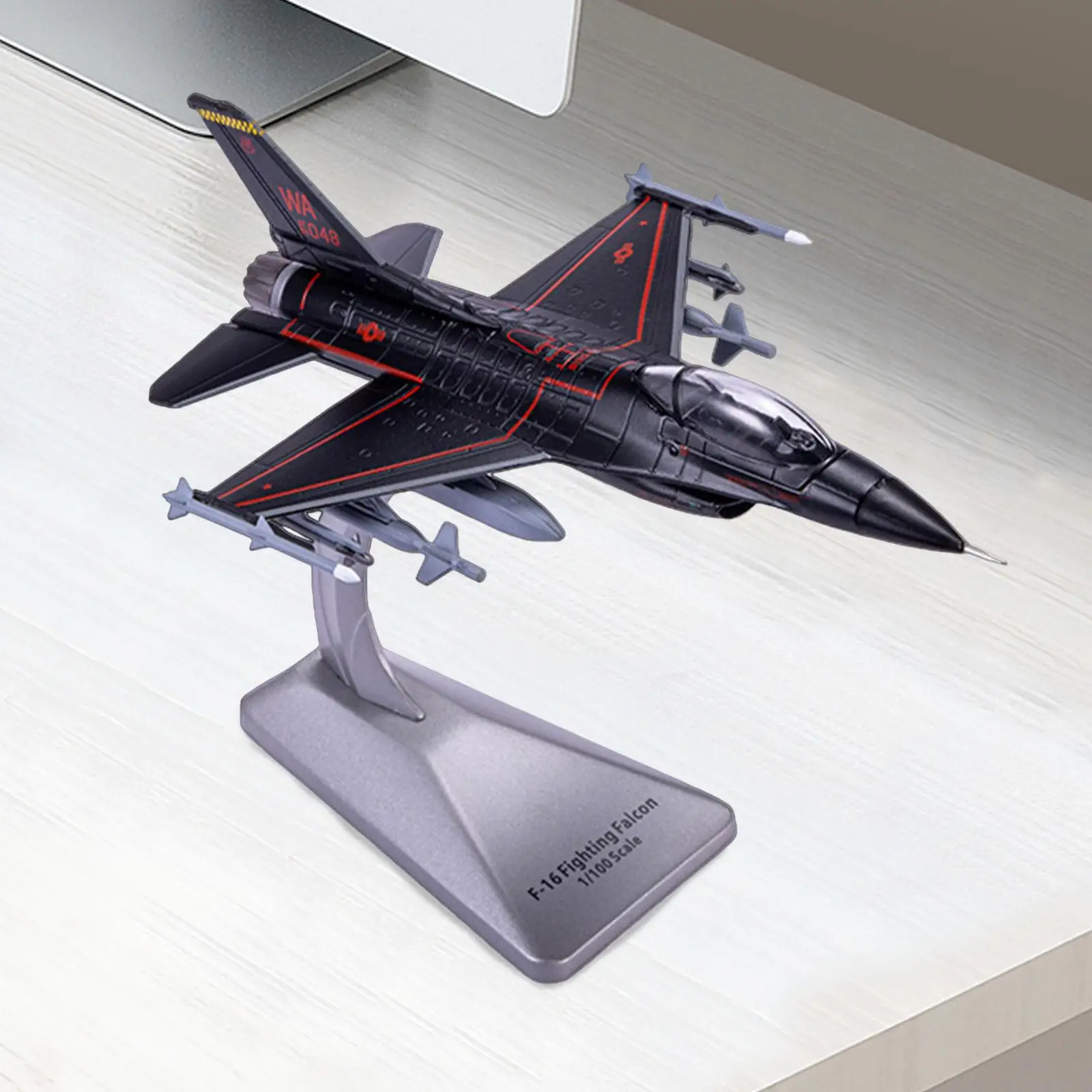 1:100 F16 Fighter Jet Model for Display, Aircraft Collectible for Home or Office