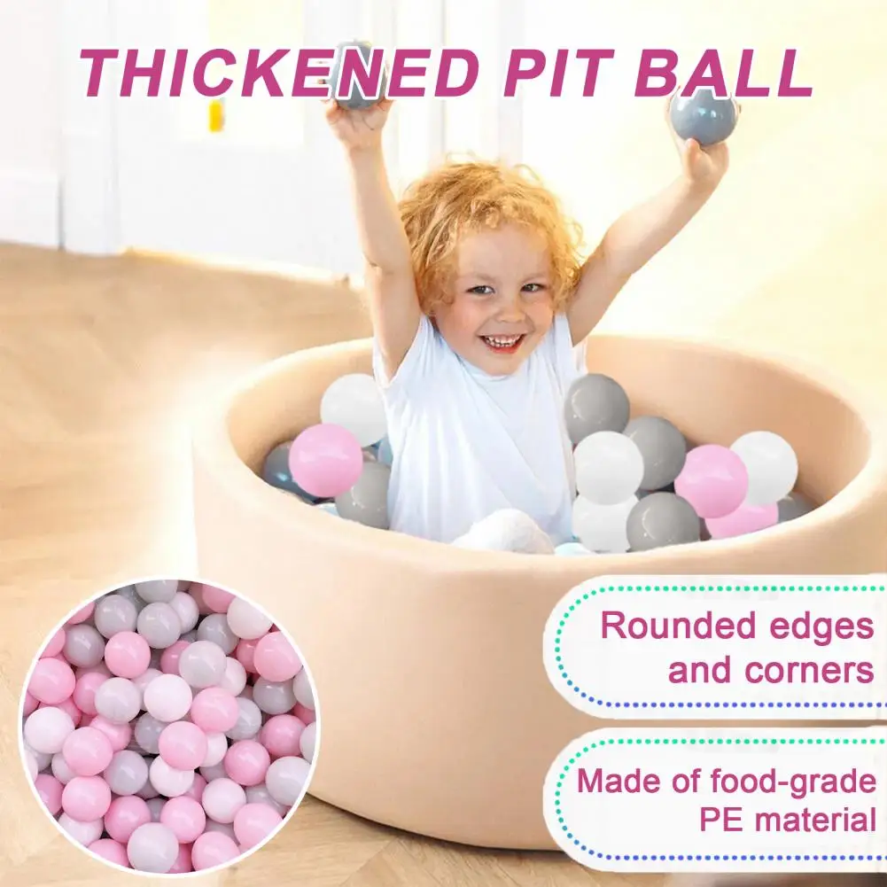 100Pcs/Set Plastic Toy Balls for Kids Colorful Pit Ball 3 Colors Thickened Indoor Outdoor Baby Toddler Round Ocean Ball Pool Toy