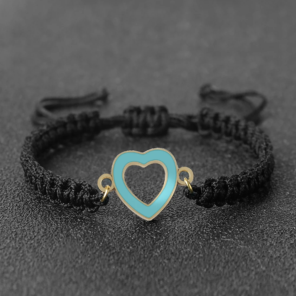 Fashion Black String Braided Bracelet Heart Shape Couple Bangles Chain Handmade Yoga Healing Pulsera Jewelry Gift for friend