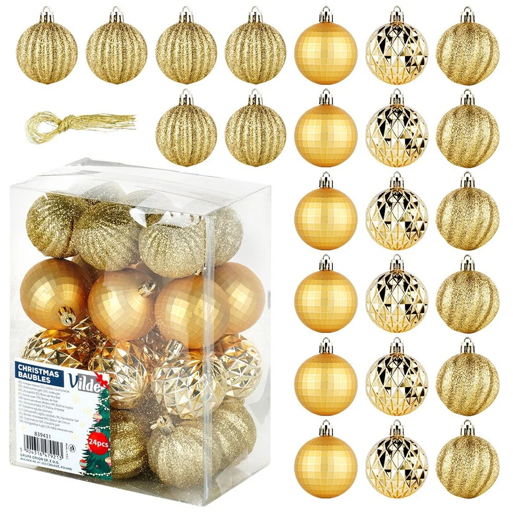 5 Cm Goud Onbreekbaar Kerstboom Kerstballen 24 Stuks