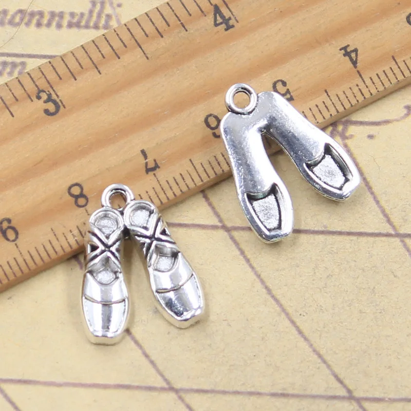 10pcs Charms Ballet Shoes Toe Shoe 20x16mm Antique Silver Color Pendants Making DIY Handmade Tibetan Finding Jewelry