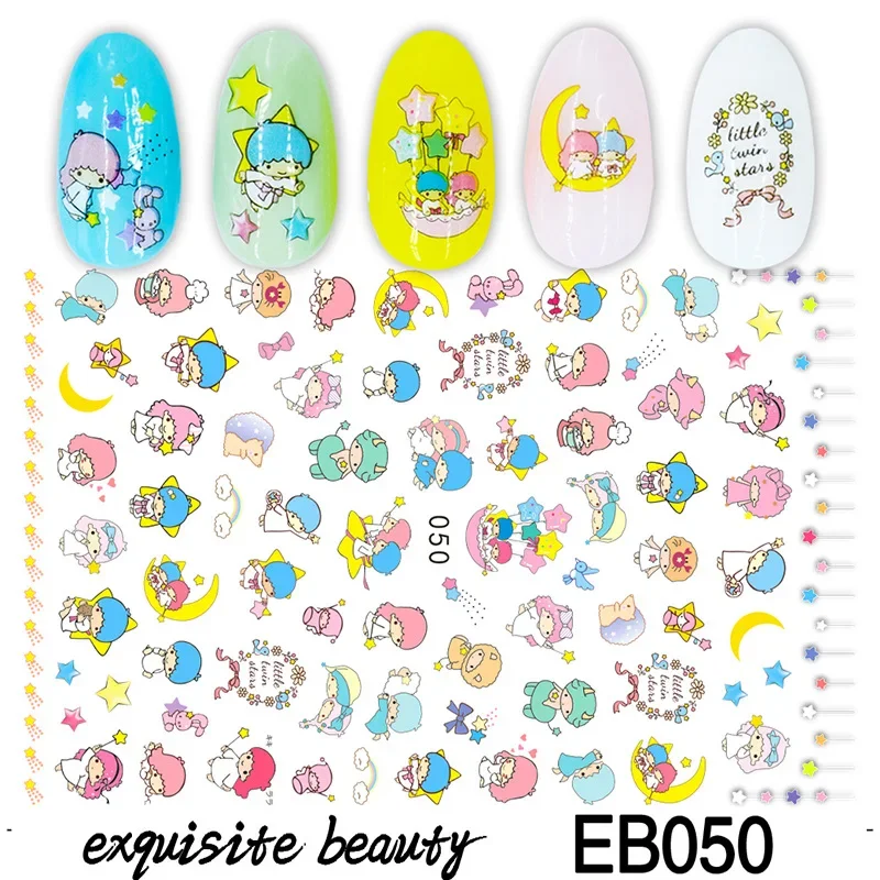 1PCS New Cartoon Sanrio Family 3D Hello Kitty Nail Stickers Anime Sticker Kuromi Melody Nail Supplies Cute Frog Press On Nails