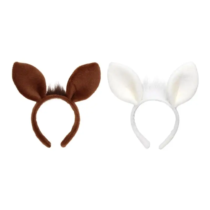 

A52E Faux Dark Animal Ears Elastic Headbands For Kids Halloween And Photo Shoots