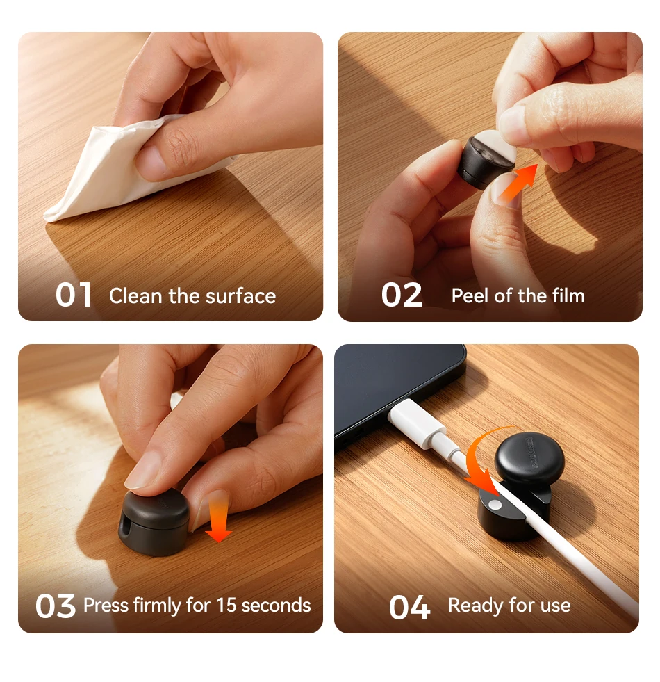 Rocoren Spiral Cover Magnetic Cable Clamp Cable Smooth and Adjustable Rope Holder Under Table Cable Management Cable Organizer