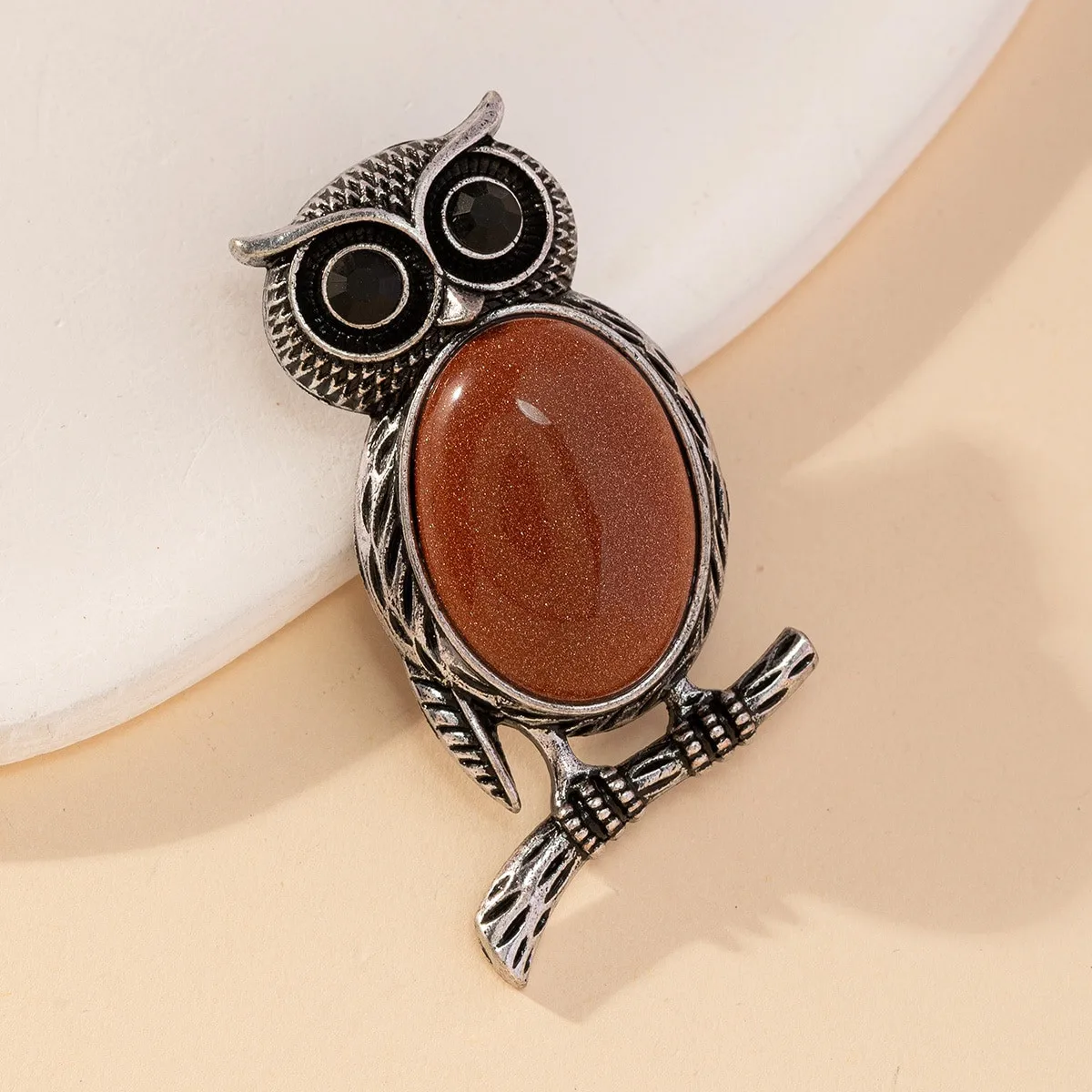 Fashionable Cartoon Owl Dual-Purpose Inlaid with natural semi-precious stones and abalone shells diy Accessories