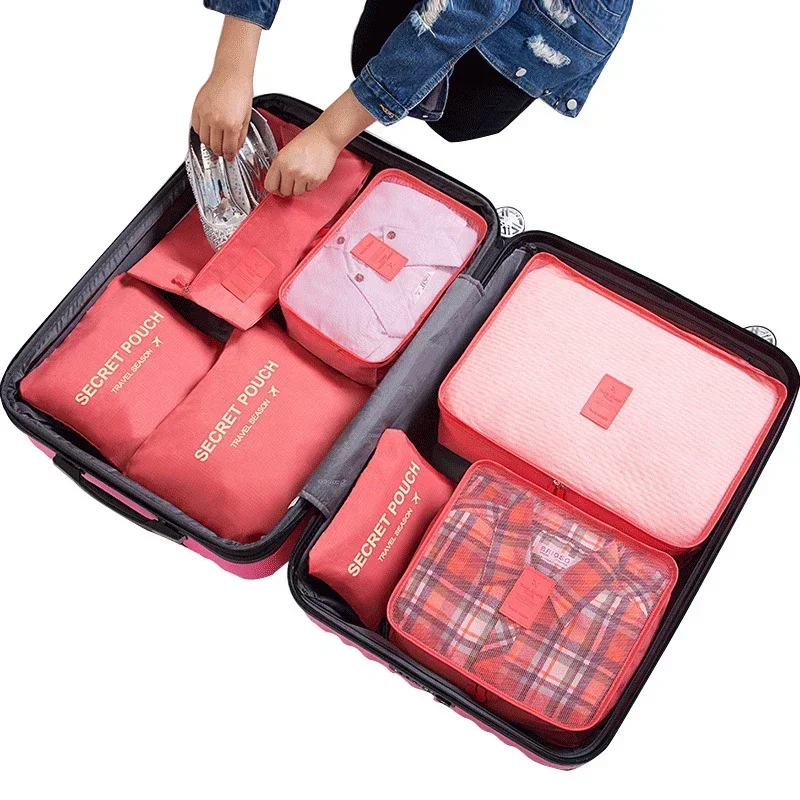 7/6pcs Travel Storage Bag Large Capacity Suitcase Storage Luggage Clothes Sorting Organizer Set Pouch Case Shoes Packing Cube