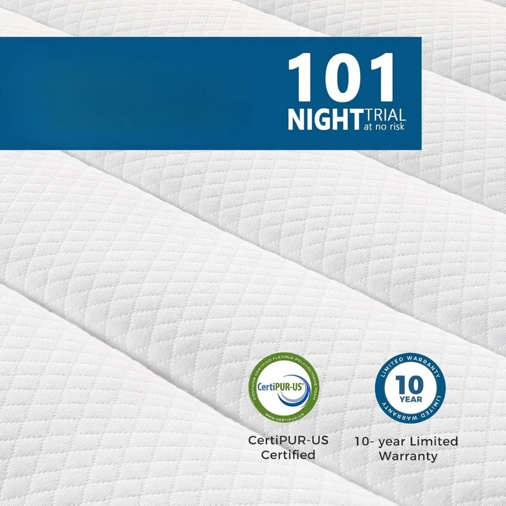 Matelas hybride à ressorts intérieurs, lit frais avec housse en tissu doux respirant, 101 nuits d'essai