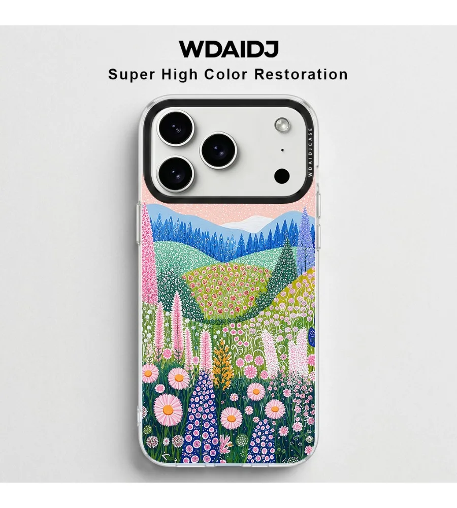 

Vibrant Folk Art Flower and Forest Pattern Clear Phone Case for iPhone 13 14 15 16 17 Anti-Slip Durable Phone Cover