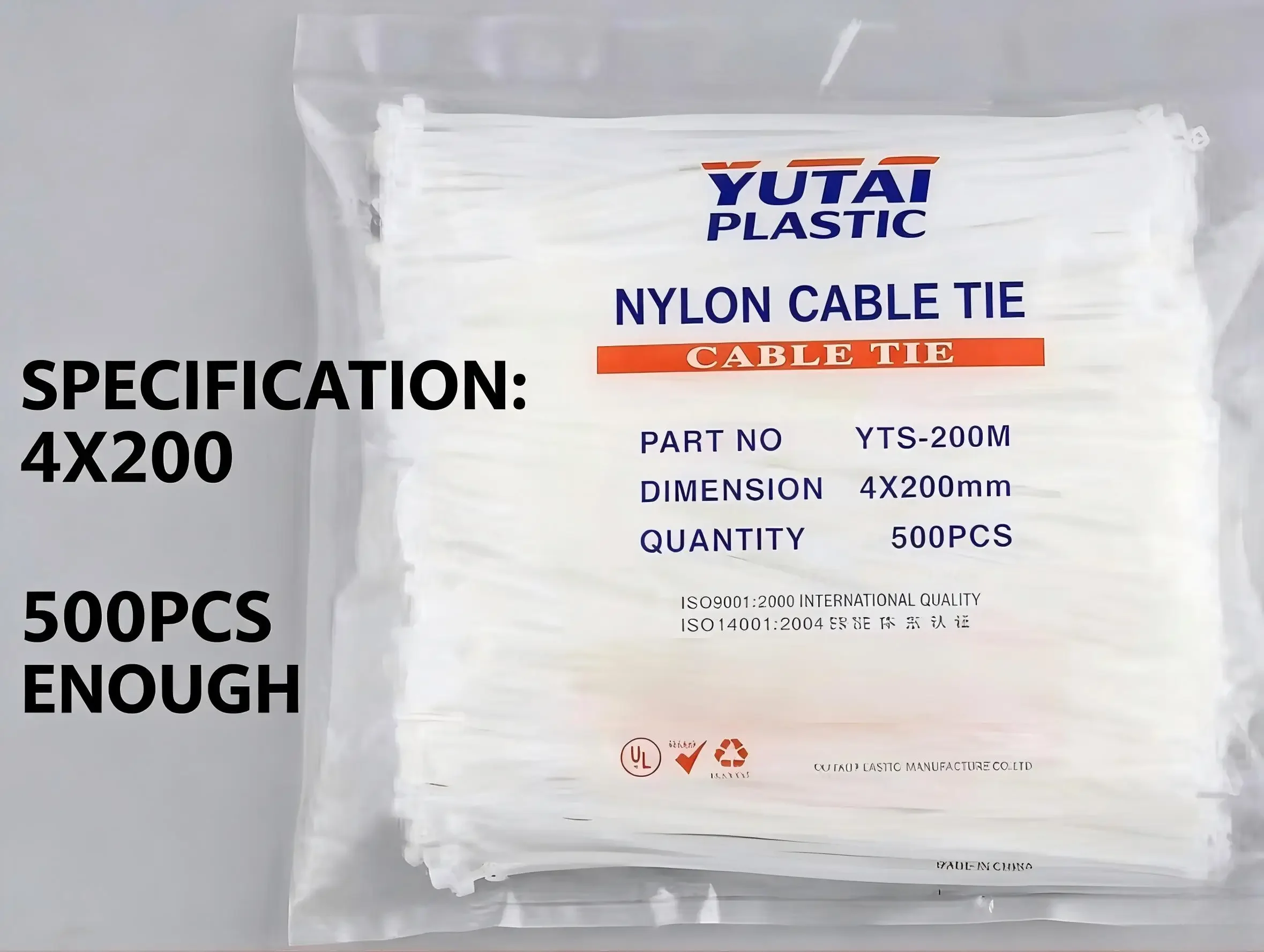 Self-Locking Nylon Cable Ties 3×150mm 4×200mm White Plastic Zip Ties Wire Management Cord Fastener