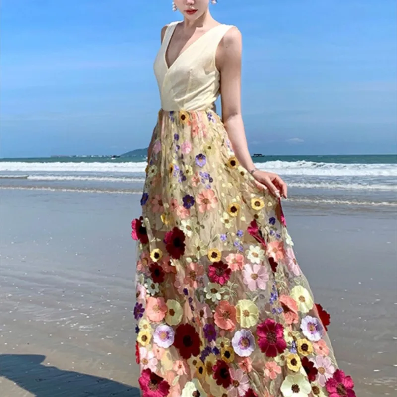 Holiday Travel Suitable for Seaside Photograph Skirt Atmosphere Heavy Industry Dress Women