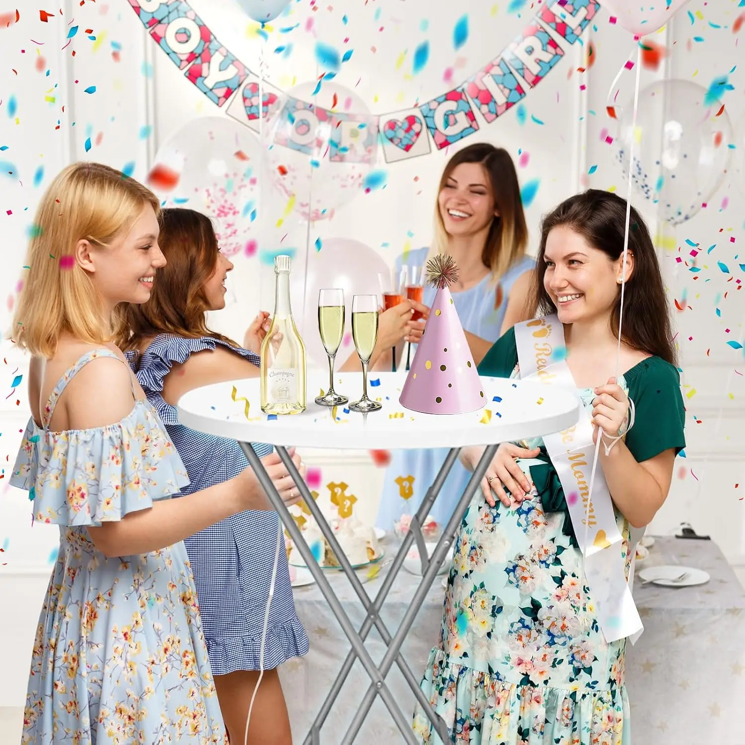 32Inch Round Folding White Bar Height Cocktail Tables 2 Pack Parties Weddings Catering Indoor Outdoor Portable Setups