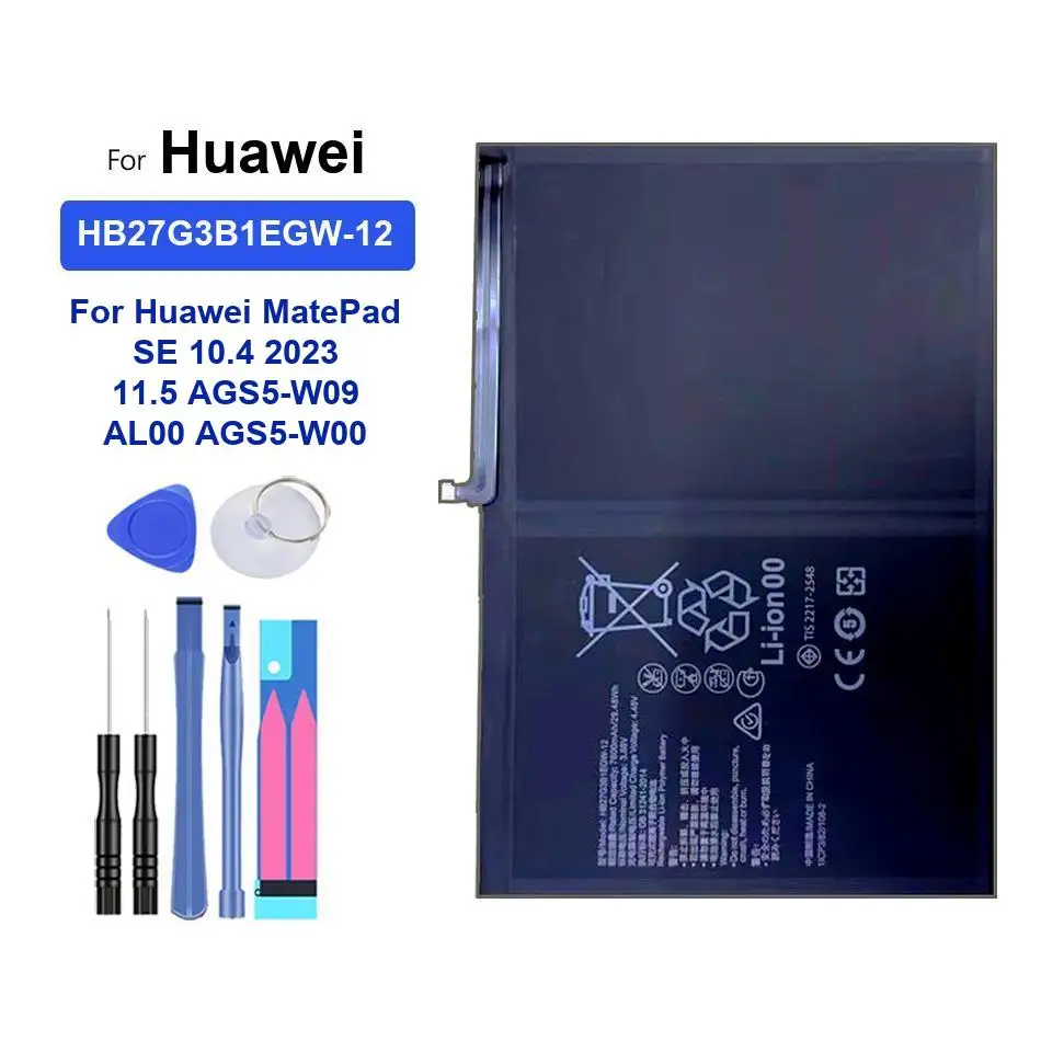Replacement Tablet Battery For Huawei MatePad SE 10.4 2023 11.5 AGS5-W09 AL00 AGS5-W00 HB27G3B1EGW-12 7600mAh 4