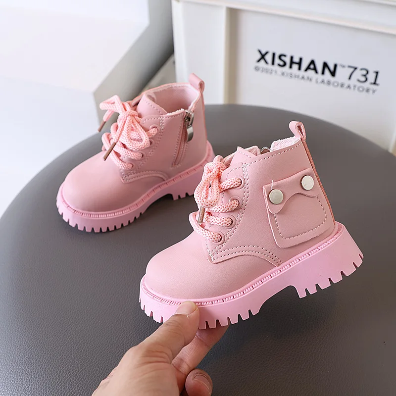 2026 Spring Autumn Winter Kids Ankle Boots Light Girl Platform Shoes Beige Black Boys Short Boots Super Cozy Shoes