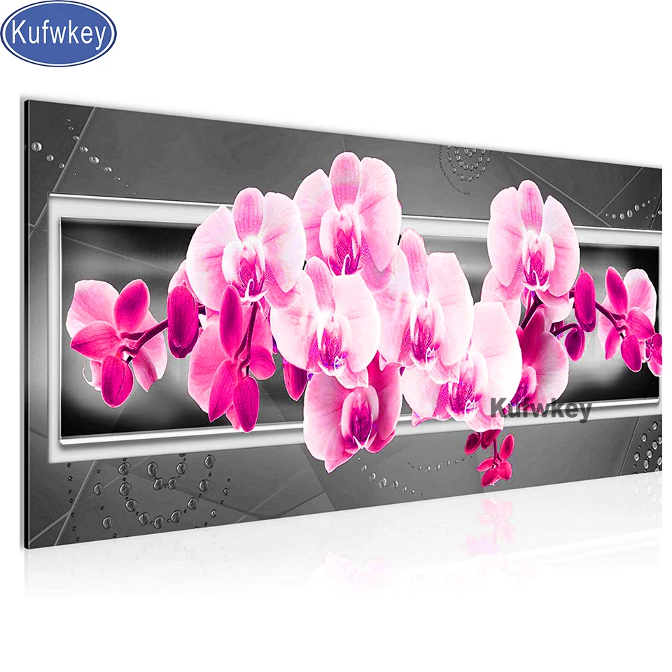 DIY diamond painting pink flower orchid fashion rhinestone embroidery silver gorgeous Art painting wall picture modern Wall Deco