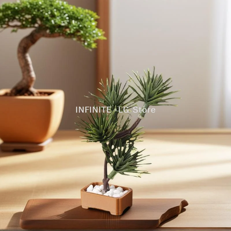 1Pcs Micro Landscape Garden Bonsai Ornament 1/12 Dollhouse Simulation Pine Tree Green Plants Bonsai Model Scene Decoration