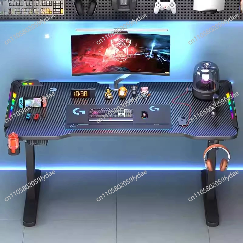 Solid wood computer desk home electric lifting gaming desk office book thickened desktop