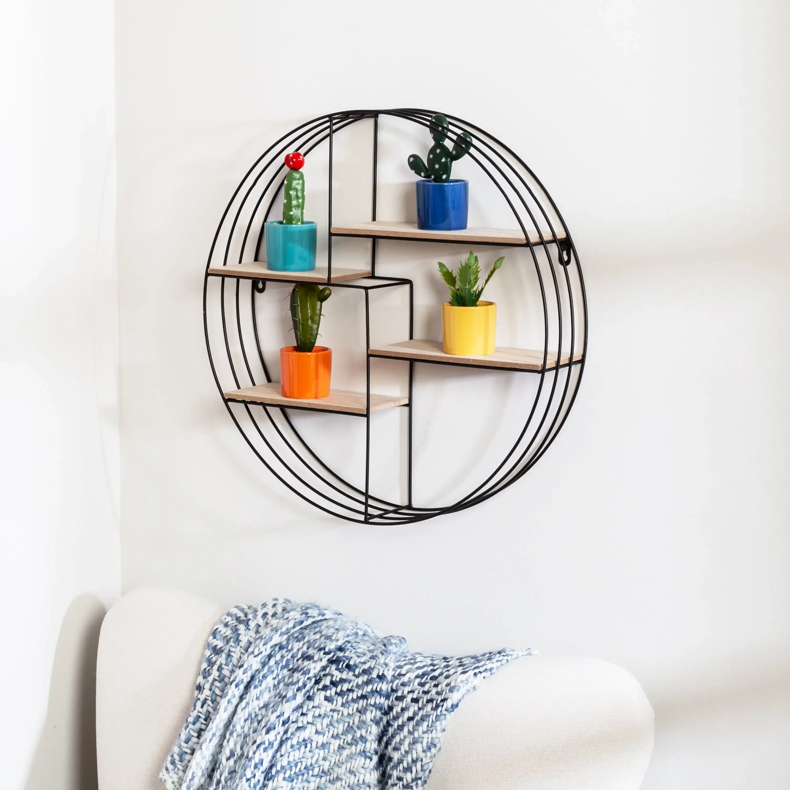 

Four-Tier Circular Decorative Metal Wall Shelf Black organizer rack shelves