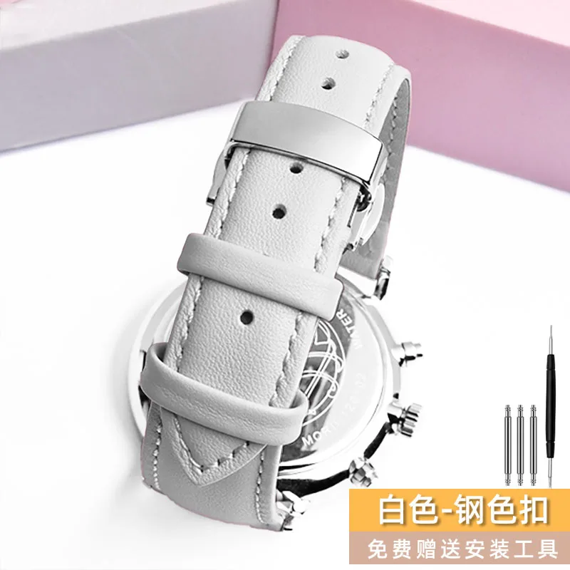 Zethydum Cowhide WatchBand 12mm 14mm 16mm 18mm 20mm Replacement Strap Ladies Quick release Bracelet for Casio Armani Tissot