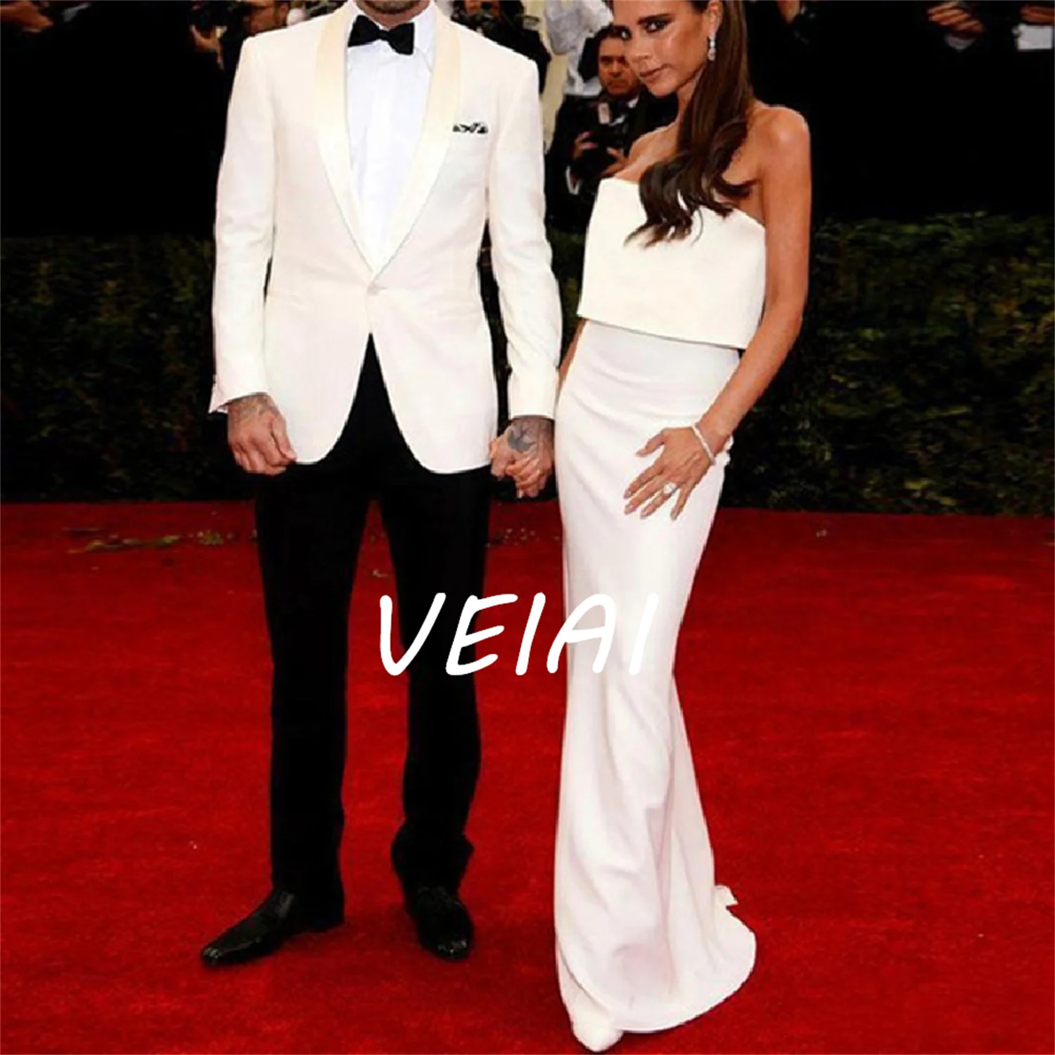 

Customized Ivory Shawl Lapel One Button Men Suits 2 Pieces(Jacket+Pants+Tie) Fashion Groomsman Tuxedos Prom Wedding Slim Fit Bla