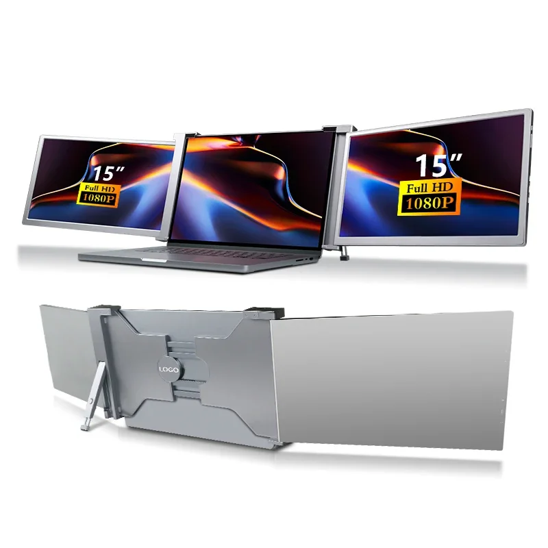 Two screen add laptop 15 inch Portable Laptop Screens Tri Screen Extension Lcd Triple Display