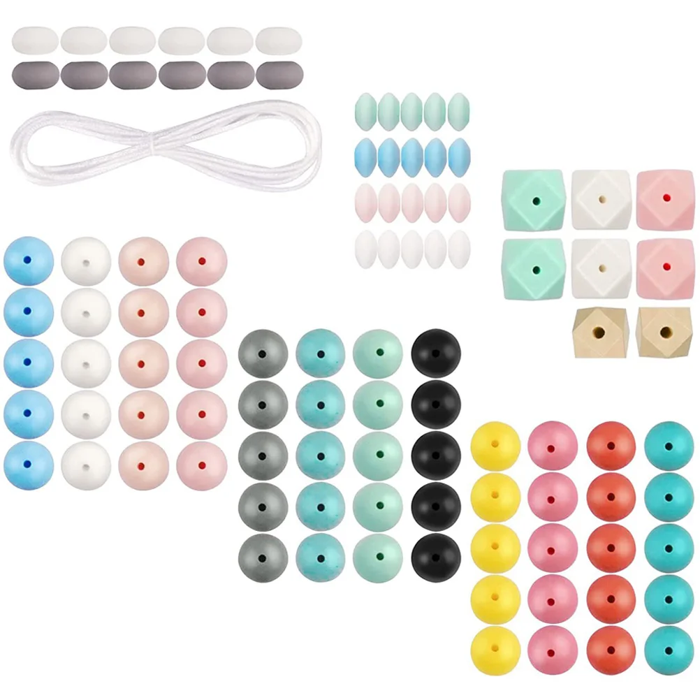 

100 Pcs Silicone Beads Smooth Holes Connecting Crafts Necklaces Bracelets Teether Pacifier Chains Supplies Jewelry