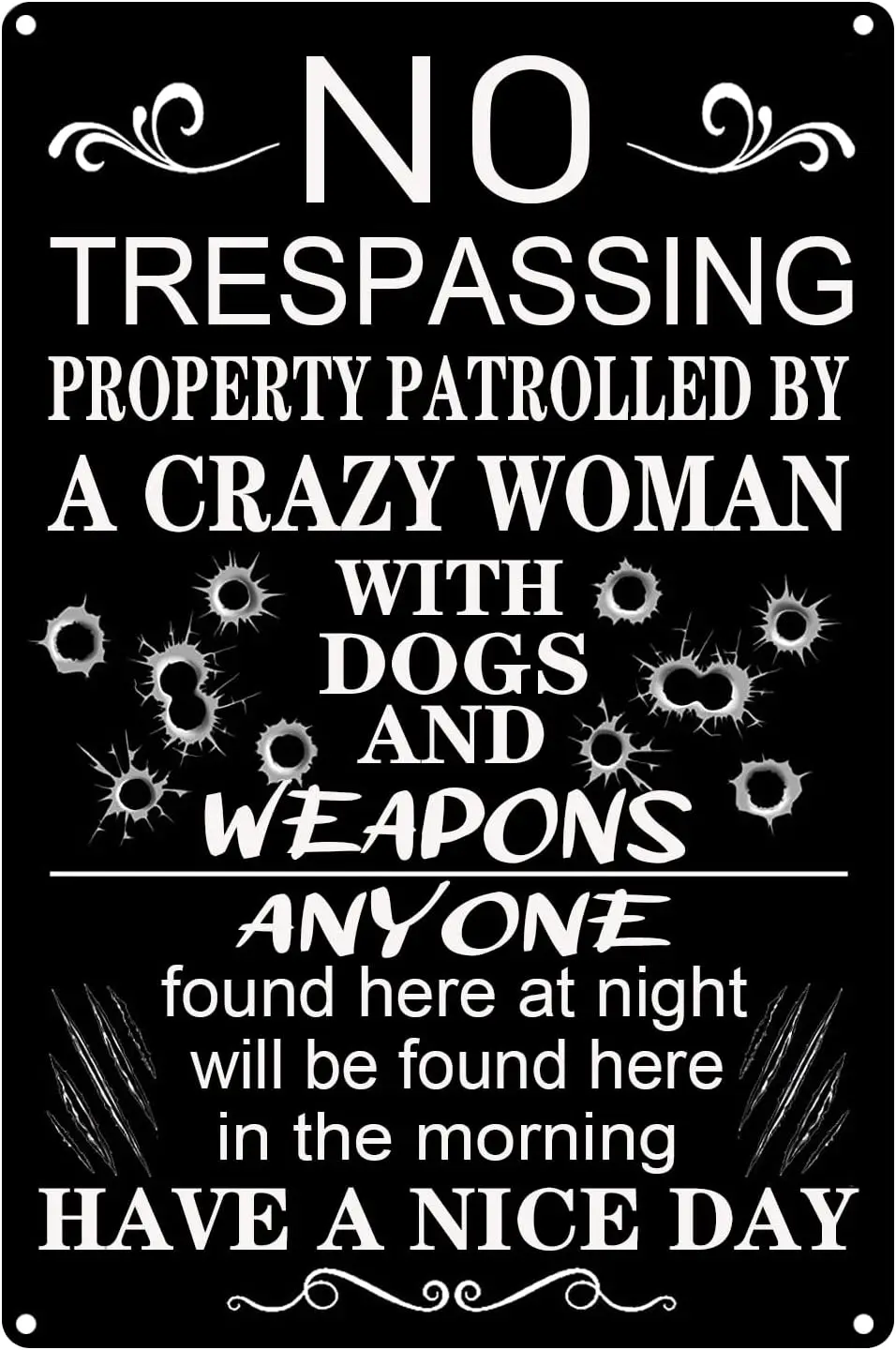 Funny No Trespassing Signs, Private Property No Soliciting Yard Protected Sign, Beware Of Dog Warning Metal Tin Signs For H sign