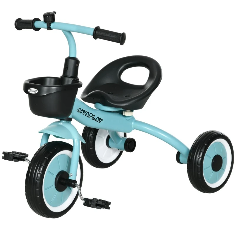 Kids Tricycle for Toddlers Age 2-5 with Adjustable Seat, Toddler Bike for Children with Basket, Bell, Handlebar Grips, Blue